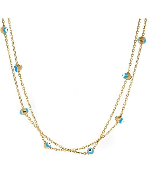 Ebru Jewelry Metallic Double Solid Chain Evil Eye Statement Necklace