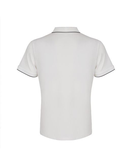 DAVID WEJ White Marco V-Neck Polo Shirt for men