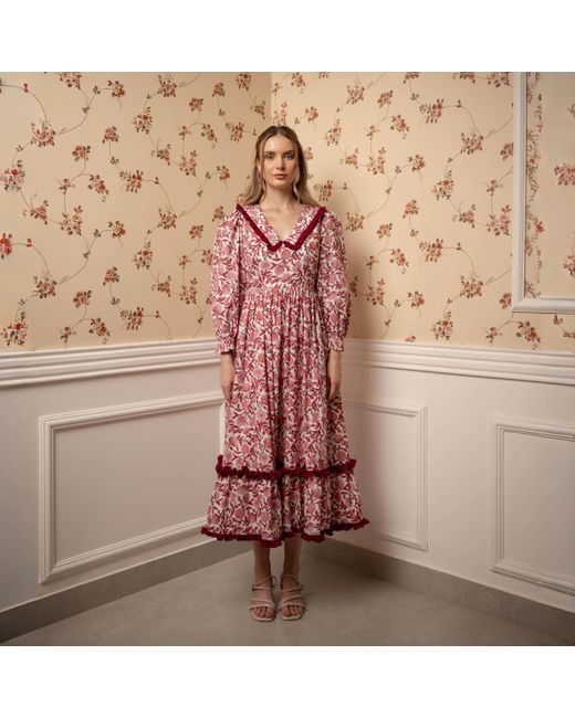 Echo of Pink Pink Delilah Hand Block Print Cotton Dress