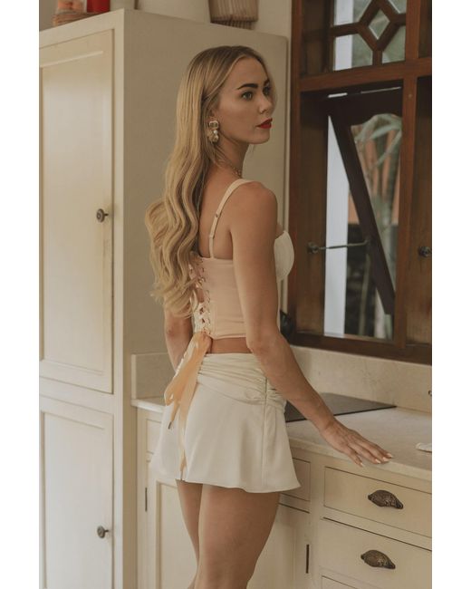 Clerestory White Juliette Cropped Corset With Pleated Cups