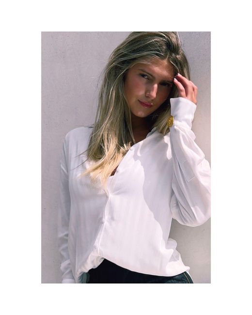 LAHIVE White Alexis Button Down Blouse