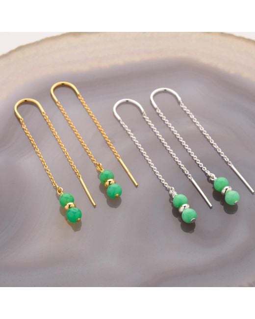 Nellou Jewellery Metallic Fall Birthstone Earrings May Chrysoprase Plated Sterling