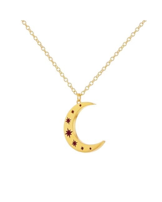 True Rocks Metallic Crescent Moon Pendant With Scarlet Stars