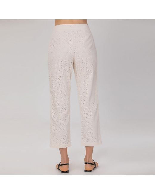 Smart and Joy Natural Neutrals Eyelet Cotton Lace Pants -Cream