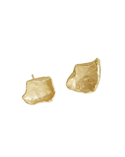 Janus Edinburgh Metallic Textured Suilven Curved Petal Plated Sterling Stud Earrings