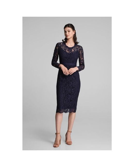 Rumour London Blue Chiara Long Sleeve Lace Dress