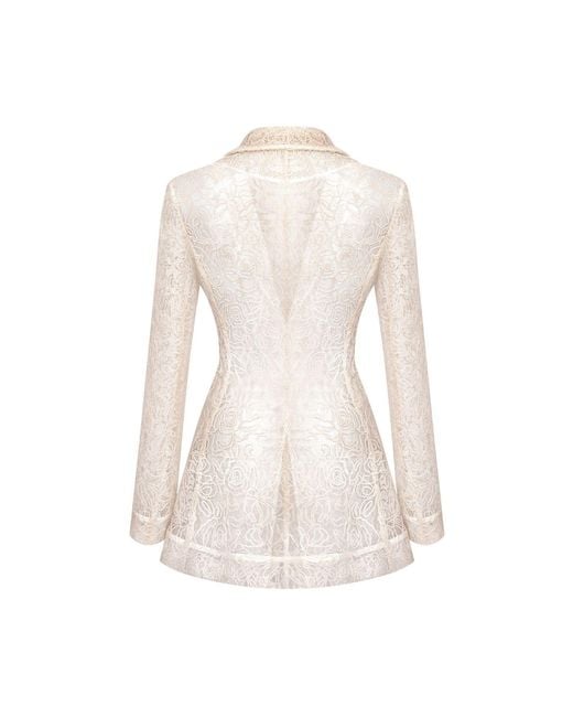 Elsava White Lace Tailored Blazer