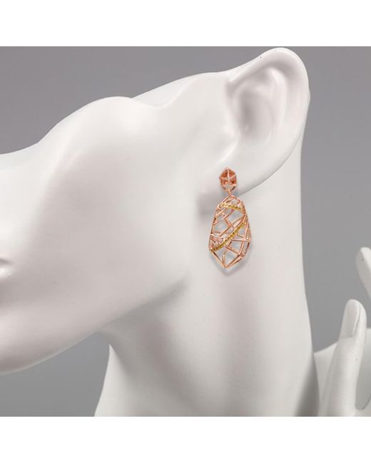 Bellus Domina Metallic Plated Crossover Citrine Earrings