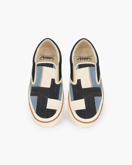 Springa | Unique Vulcanized Sneakers Italian Handmade Blue Son Selvagedge Denim Checked Sneakers for men