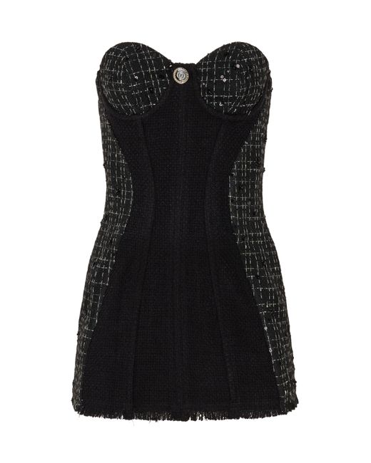 GOD SAVES QUEENS Black Out Of Office Tweed Dress