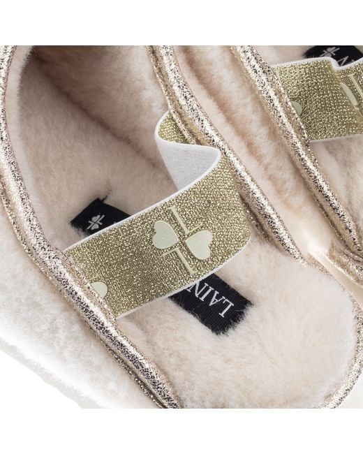 Laines London Metallic Neutrals Flatform Cloud Slippers With Headphones & Quencher Brooches
