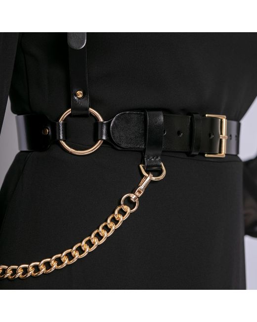 Haute Cuir Black Chained Leather Body Harness