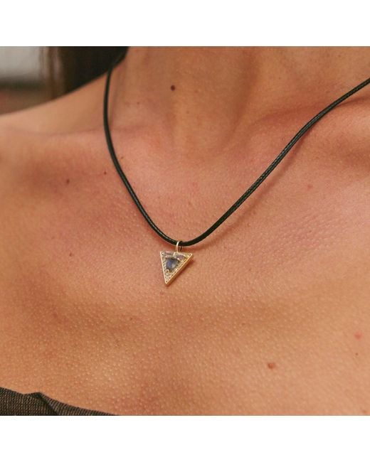 Zohreh White Limited Edition Diamond & Labradorite Triangle Pendant 9K