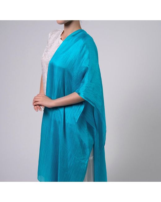Silk and Bears Blue Mulberry Silk Scarf – Lightweight Handmade Shawl