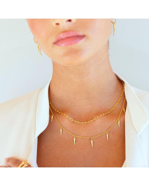 Linda Fiore Metallic Horn Necklace Vermeil