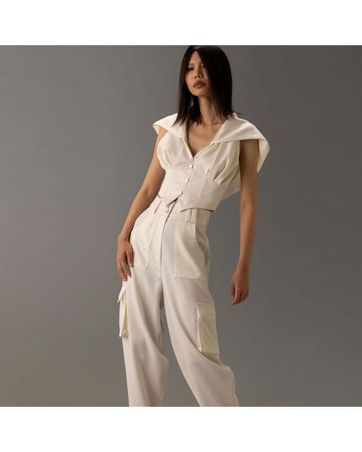 Vestiaire d'un Oiseau Libre White Wool Pocket Trousers