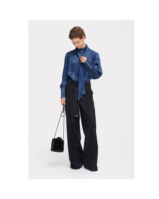 Julia Allert Black Tie-Waist Straight-Leg Trousers –