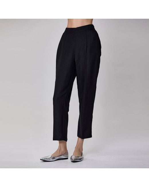 Smart and Joy Black Straight Linen Pants
