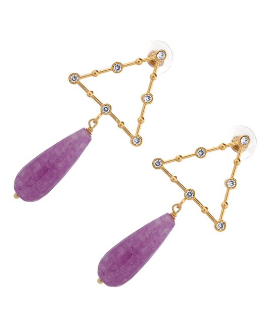 Ebru Jewelry Metallic Divine Energy Amethyst & Diamond Drop Earrings