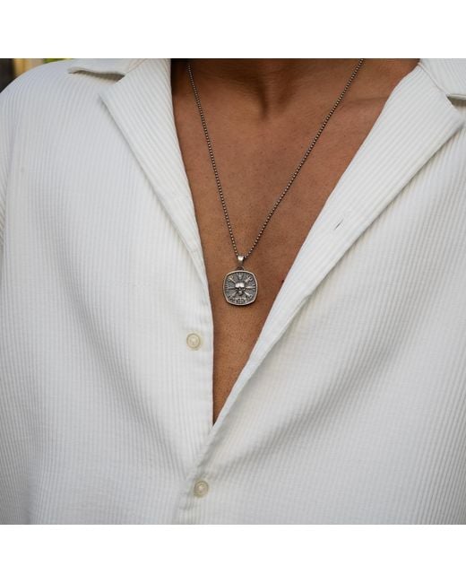 Ebru Jewelry Metallic Sterling Skull Viking Symbol Necklace for men