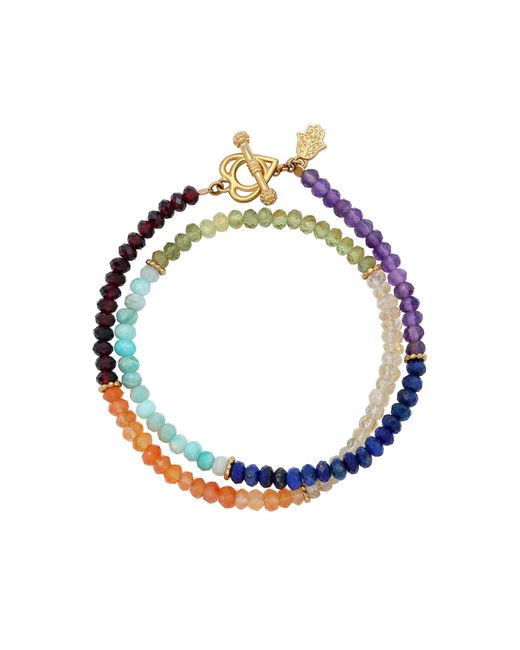 Karma and Luck Blue Chakra Bloom Gemstone Heart Wrap Bracelet