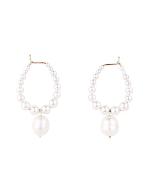 Oana Savu White Freshwater Baroque Pearls Oval Earrings