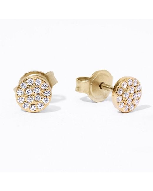 Diamonbliss Metallic Round Shape Pave Dainty Earrings