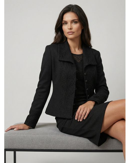 Luna Fashion House Black Tailored Lace Blazer, Jody