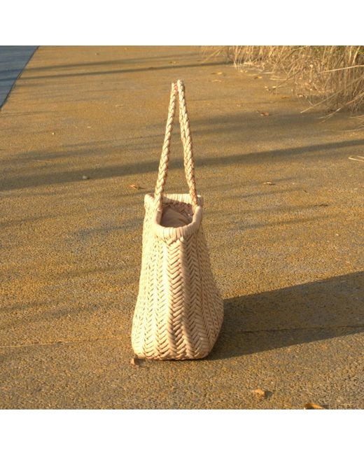 Rimini Metallic Neutrals Zigzag Woven Leather Handbag 'viviana' Large Size