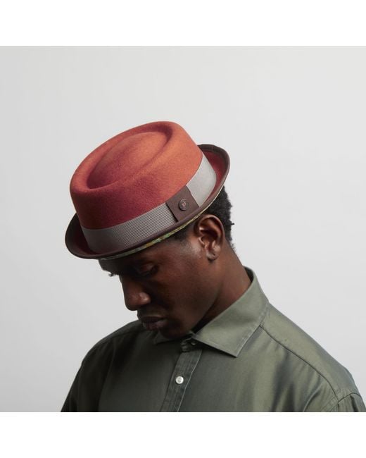 Dasmarca Hats Red Nico Rust Felt Skimpy Brim Short Brim Rude Boy Mod Style Porkpie Hat for men