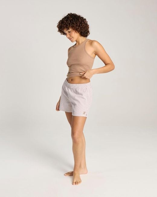 Nudea White Seersucker Button Boxer