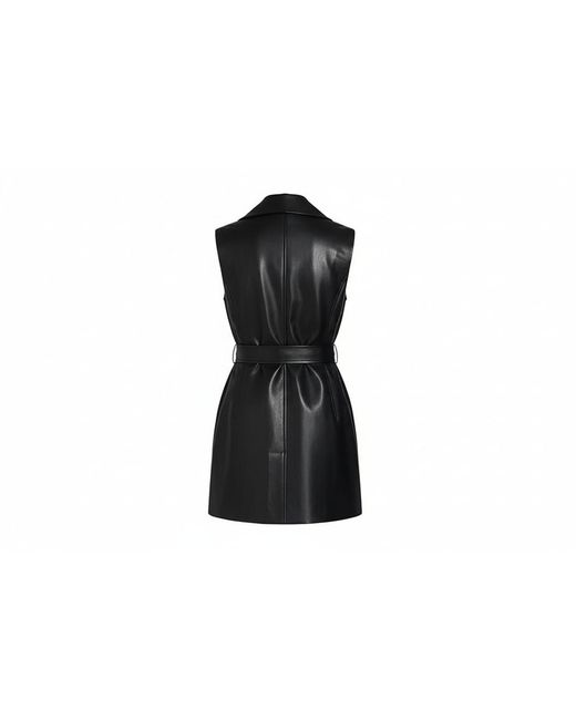 Saint Grace Black Plus Size Vegan Leather Coat Dress/Vest