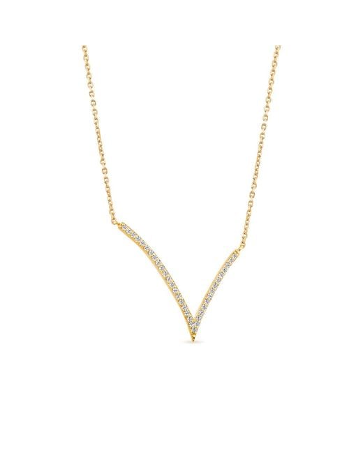 SALLY SKOUFIS Metallic Shine Necklace With Made Cz Diamond Stimulant