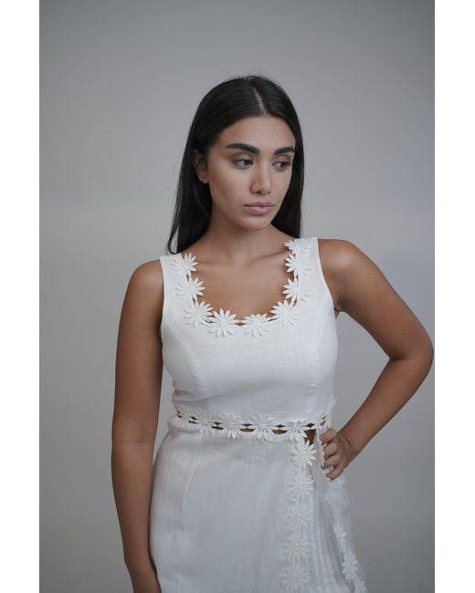 Muda Clothing Fz Llc White Margot Linen Top