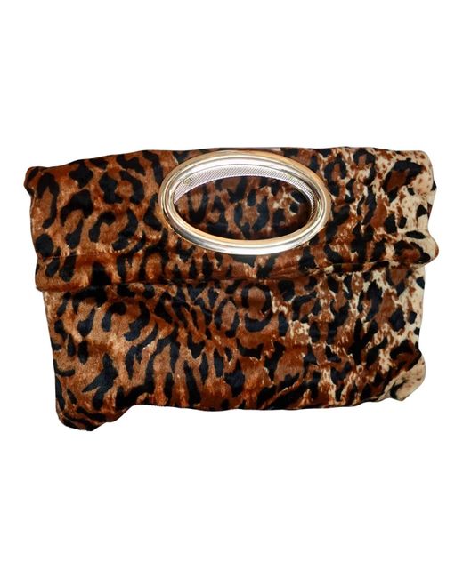 Romer Millinery Green Morphy Moldable Leopard Print Velvet Clutch With Handles