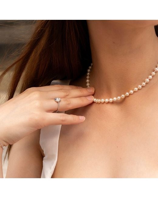 Spero London Metallic Small Natural Freshwater Real Pearl Strand Necklace