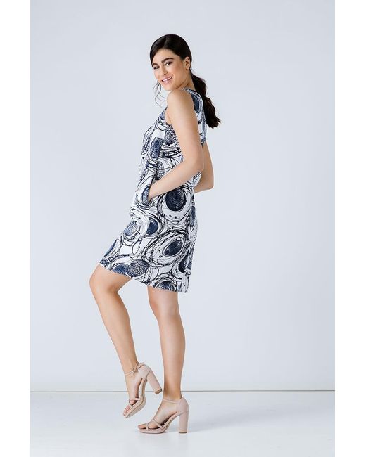 Conquista Blue Print Sleeveless Sack Dress