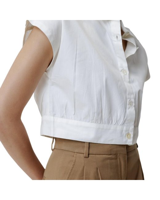 REISTOR White Oversized Crop Cotton Shirt