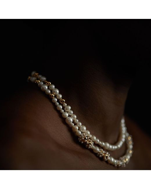 Kasun Metallic Pearl Cluster Necklace Vermeil