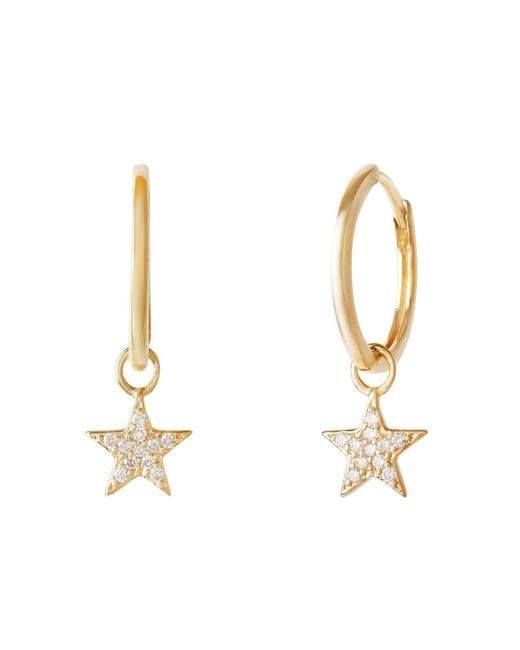 Zohreh Metallic Celestial Diamond Star Hoop Earrings 9K