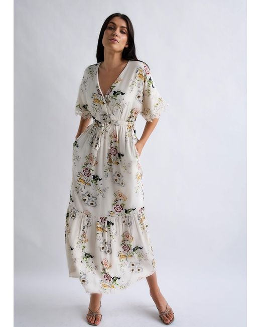 Why Mary Natural Vintage Garden Party Floral Maxi Dress