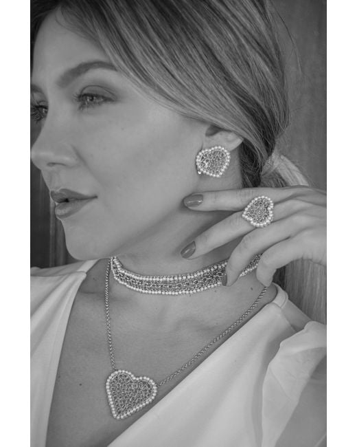 Lavish by Tricia Milaneze Metallic Amour Mini Posts Handmade Crochet Earrings