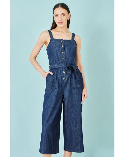 Yumi' Blue Chambray Button Through Jumpsuit