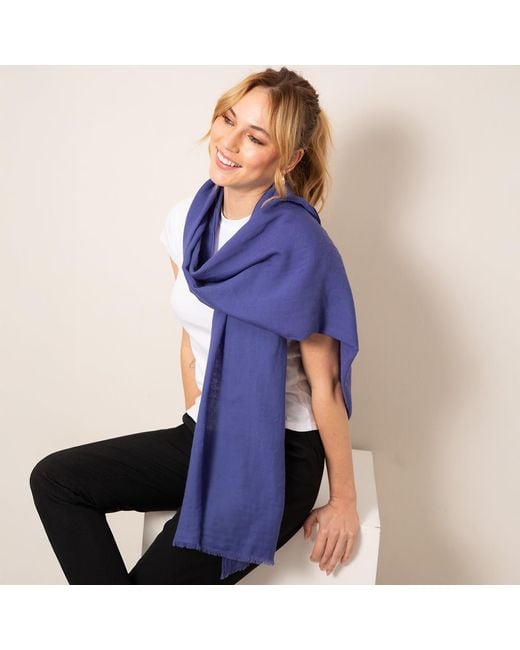 Alie Street London Blue Aurielle Silk Wool Scarf Future Dusk