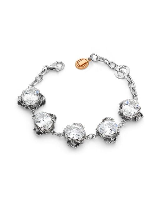 Unaloe Metallic Coleus Ovalis Sterling Bracelet With Clear Cubic Zirconia – Timeless Jewelry