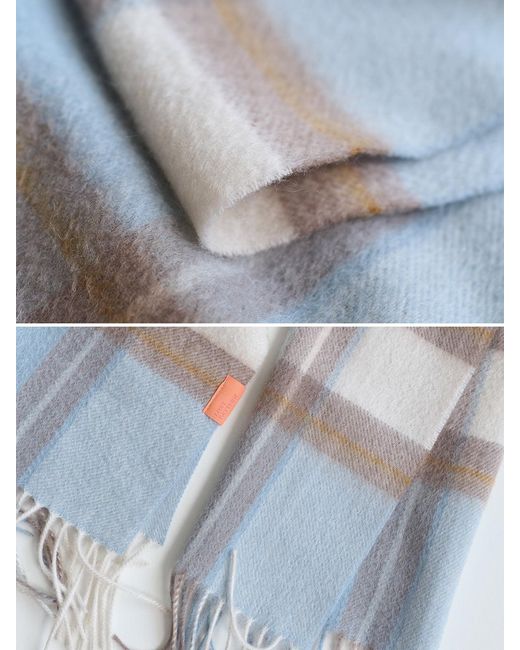 Lost Pattern Blue Plaid Cashmere Scarf