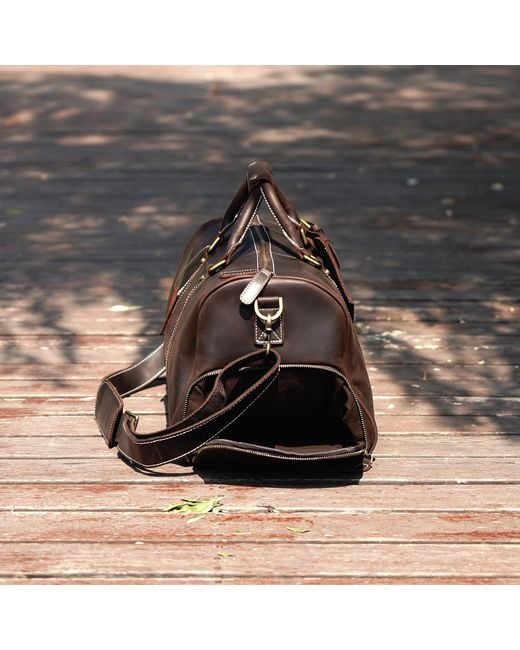 Touri Brown Dark Leather Weekender for men