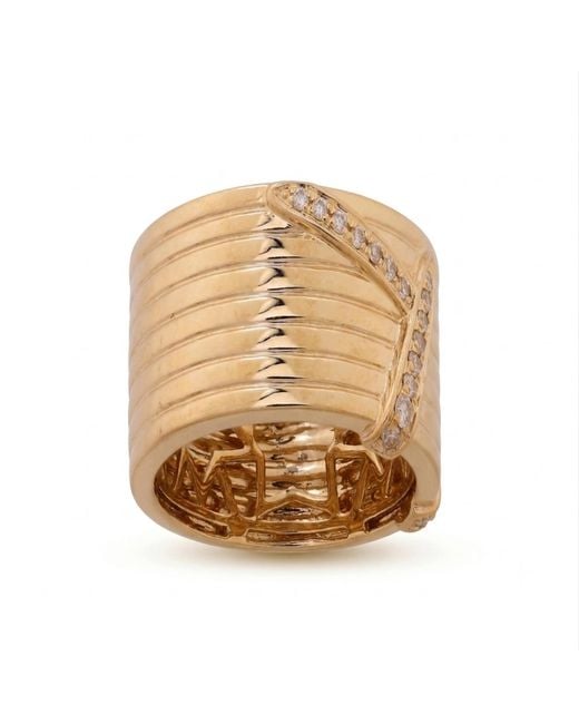 Artisan Metallic 14K Diamond Wide Ribbed Band Ring