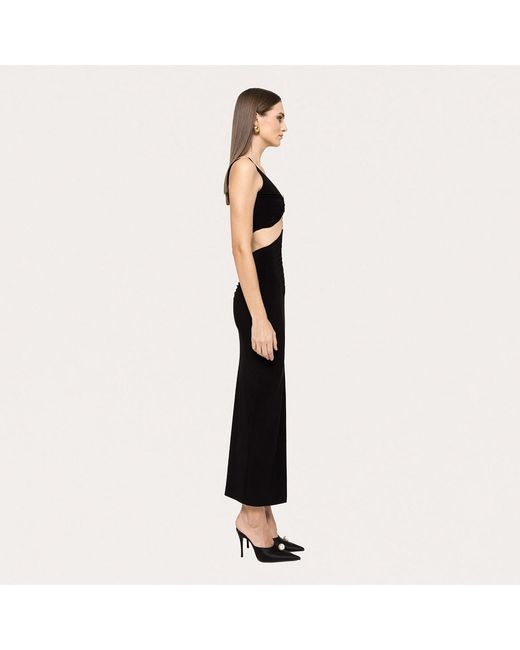 Nissa Black Cut-Out Jersey Midi Dress