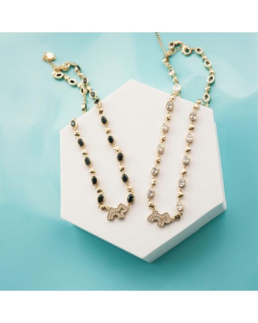 Cloud Haven Metallic Crystal Logo Necklace